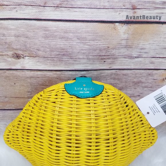 Kate Spade Lemon Zest Wicker Crossbody Yellow New - Picture 3 of 12